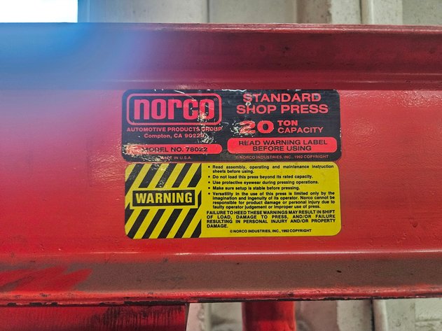 Image for Norco 20 Ton Hydraulic Press