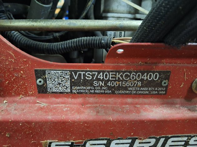 Image for ExMark Stand-On Zero Turn S-Series Gas Mower, Model: VTS70ECK60400, SN: 400156078, 60