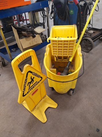 Image for Mop Bucket with Mop and Caution Sign