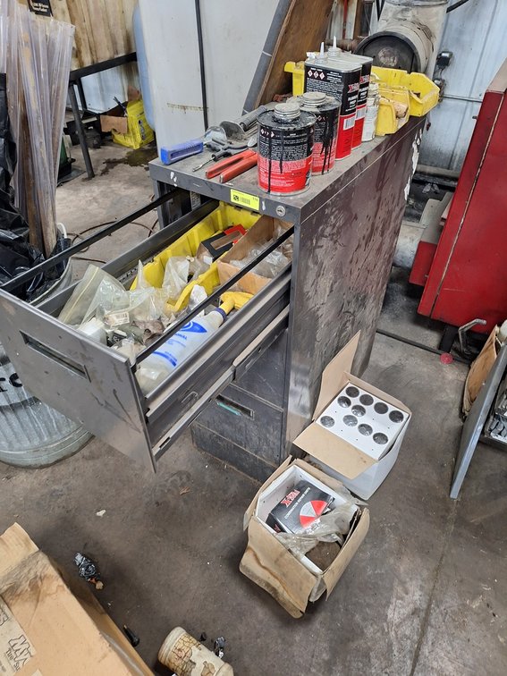 3-Drawer File Cabinet with Tire Repair Equipment