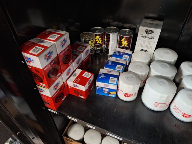 Image for Contents in Cabinet: Assorted Oil Filters and More