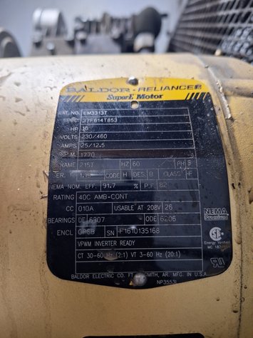 Image for Curtis Industrial Air Compressor, Model: E-71, Disconnected