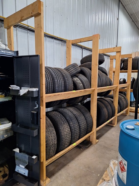 Wood Tire Rack, 15'Wx8'H