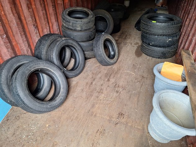 Image for Assorted Tires and More in Container