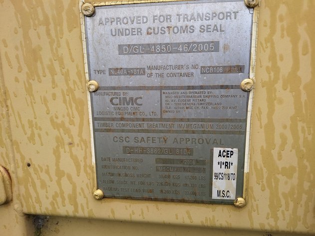 Image for 2006 40' CMIC Sea Container, Type: NL40A-181A, No: NCB106008791, 40'x8'x8'