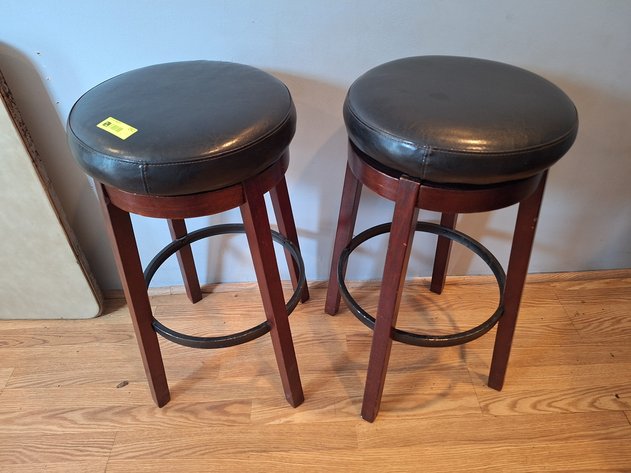 Image for 2 Padded Wood Stools