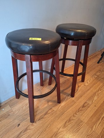Image for 2 Padded Wood Stools
