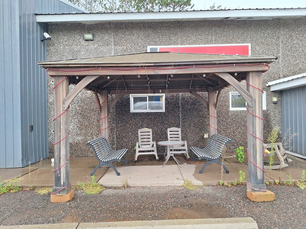Wood and Tin Gazebo, 158"x131" Footprint, Approx 105" to Peak