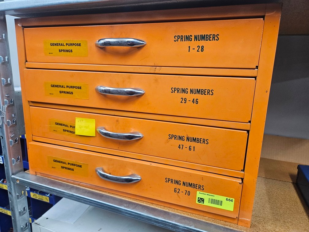 Metal 4 Drawer Cabinet 21"x12"x15" with Contents, Springs and More