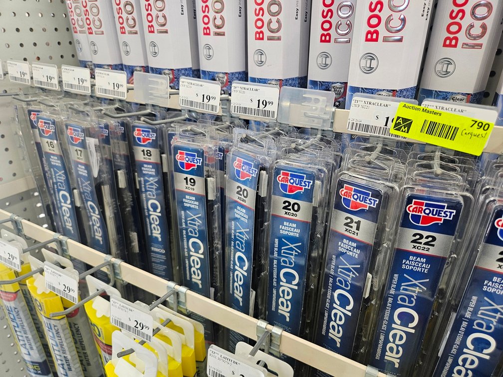 Assorted Carquest Brand Wiper Blades in Section