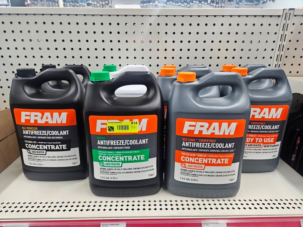 9 Fram Coolant Gallon Jugs
