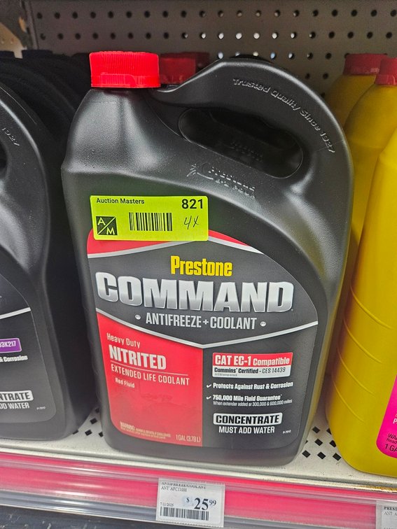 4 Prestone Command Nitrated Coolant Gallon Jugs