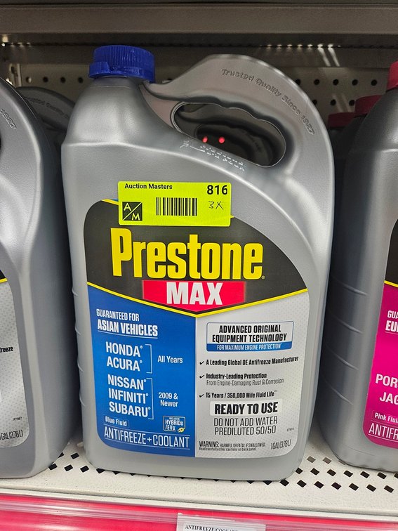 3 Prestone Asian Vehicle Coolant Gallon Jugs