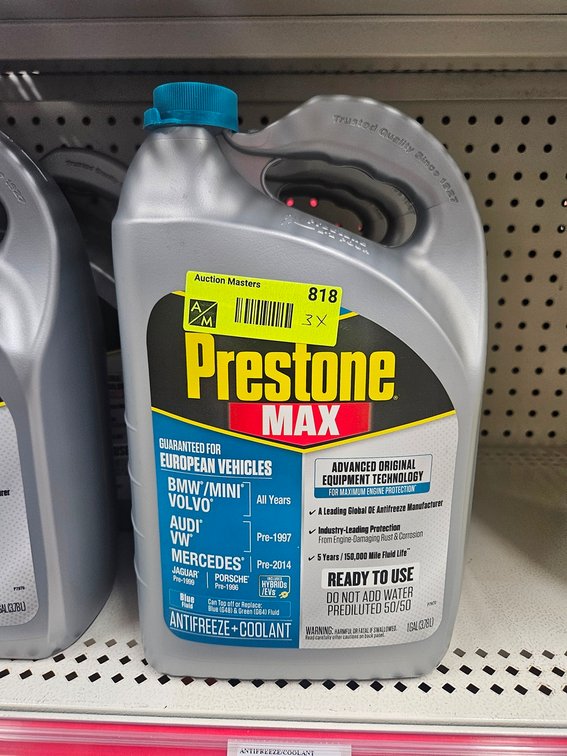 3 Prestone European Vehicle Coolant Gallon Jugs