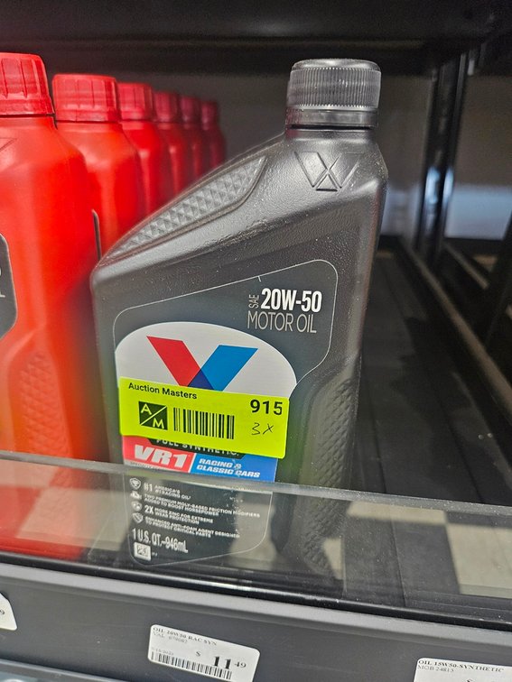 3 Valvoline VR1 20W-50 Oil, Quarts
