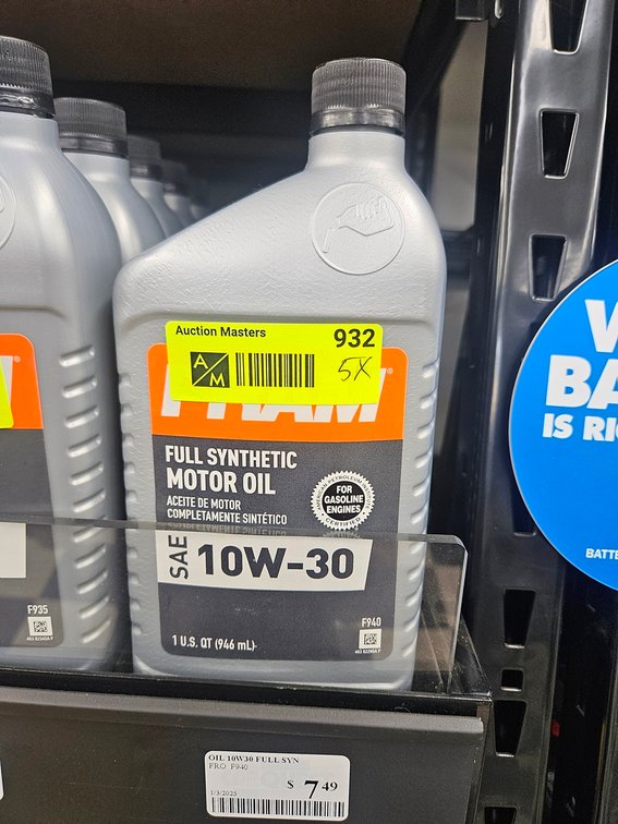 5 Fram Full Synthetic 10W-30 Oil, Quarts