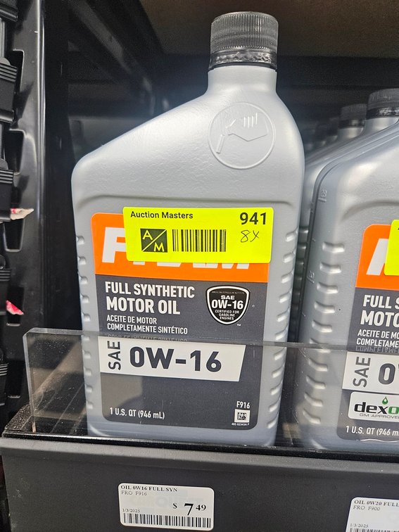 8 Fram Full Synthetic 0W-16 Oil, Quarts