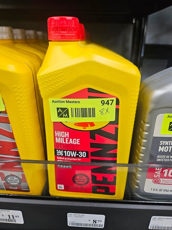 8 Pennzoil High Mileage 10W-30 Oil, Quarts