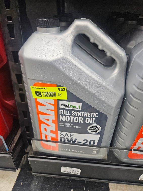 3 Fram Full Synthetic 0W-20 Oil 5-Quart Jugs