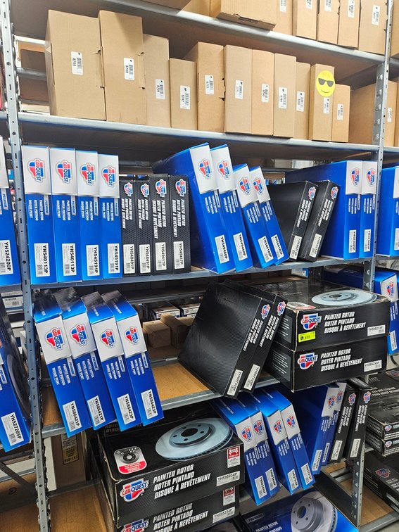 Assorted Brake Shoes and Rotors in Section