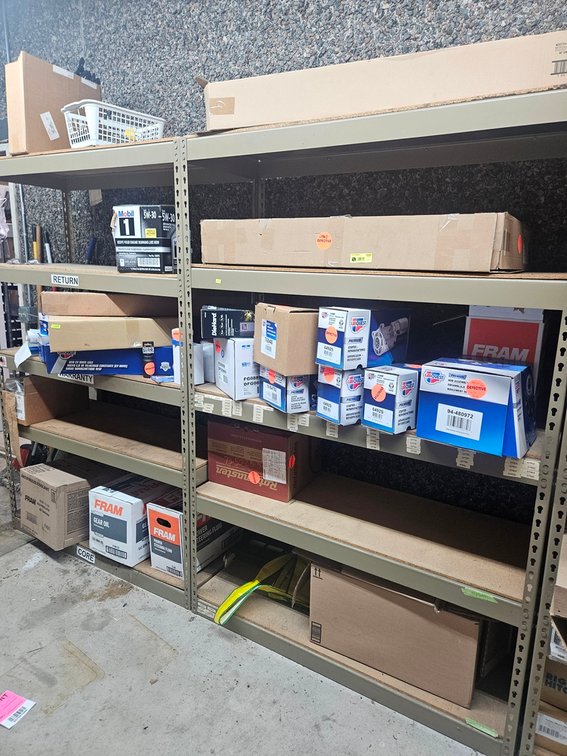 Assorted on 2 Shelves, Parts, Oil, More
