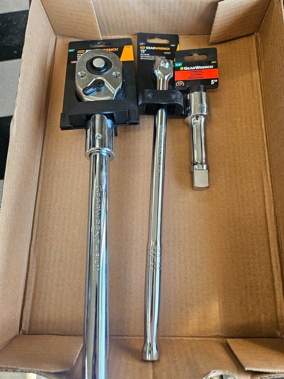 Gear Wrench Quick Release Ratchet, 15" Flex Handle, 5" Extension