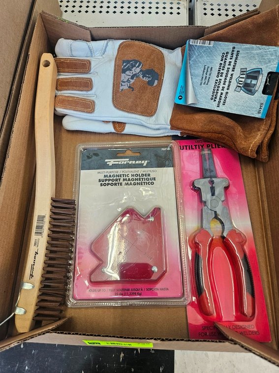 Welding Gloves, Magnetic Holder, Wire Brush, Utility Pliers