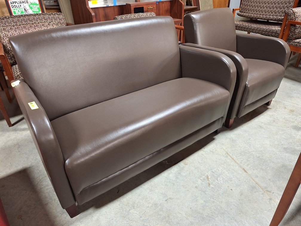 Matching Vinyl Loveseat and Chair