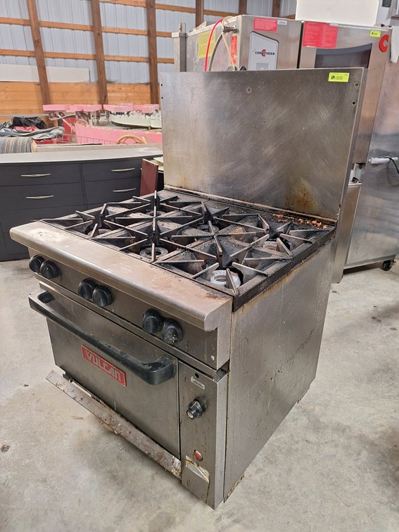 Vulcan 6 Burner/Oven on Wheels, Gas, 36" Wide
