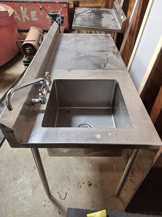 SS Table with Sink, Undershelf and Backsplash, 72"x32"