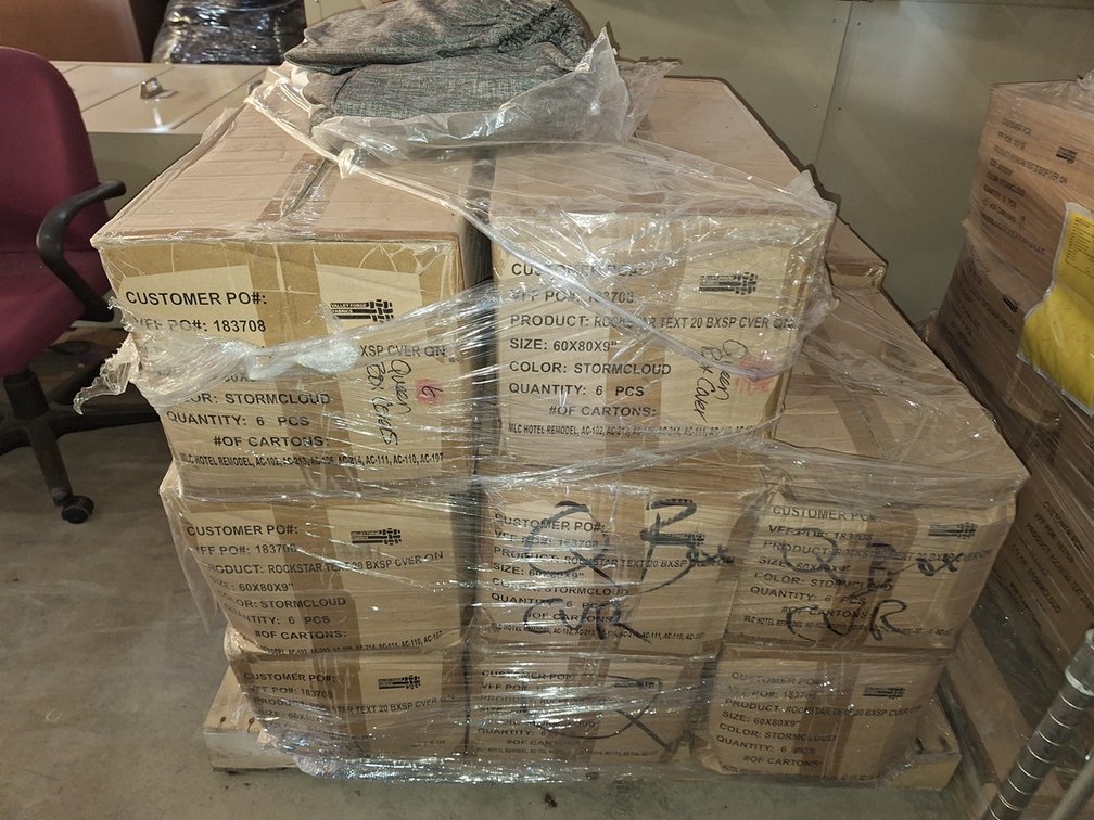 Pallet of Hotel Box Spring Covers
