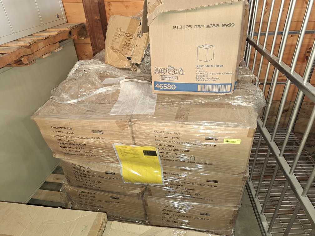Pallet of Hotel Box Spring Covers