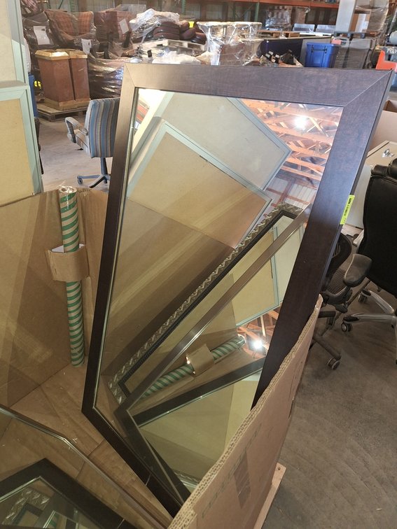 Wood Frame Wall Mirror, 60"x36"