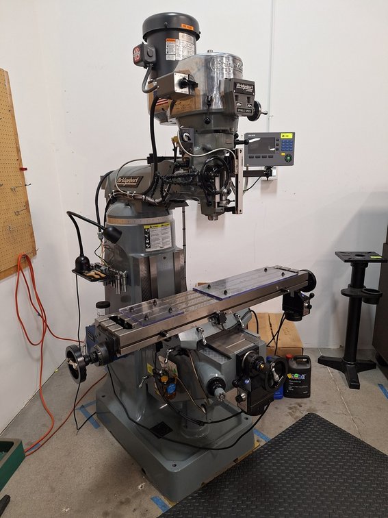 Bridgeport Series I Vertical Milling Machine, Low Use, Serial 4J322985, Harding #3 Right Angle Attachment, 2 HP, 208V, 1 PH,  49" Bed, Acurite Pro 203 3X Controller, Collets and More
