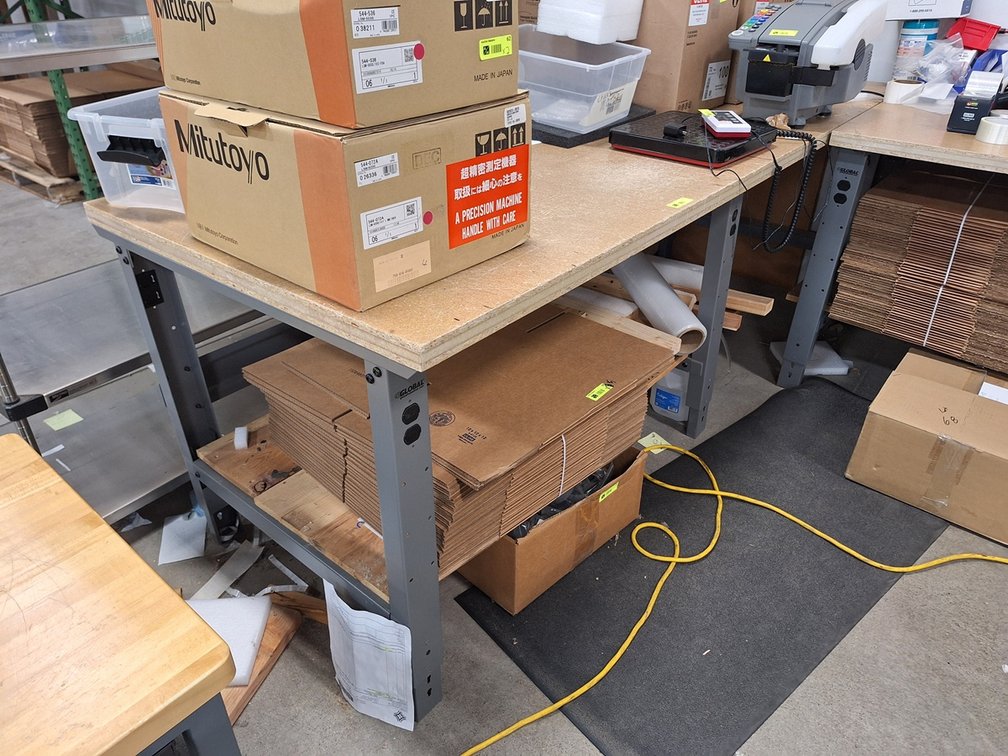 Global L-Shaped Work Bench, Outlets, 132"x96"