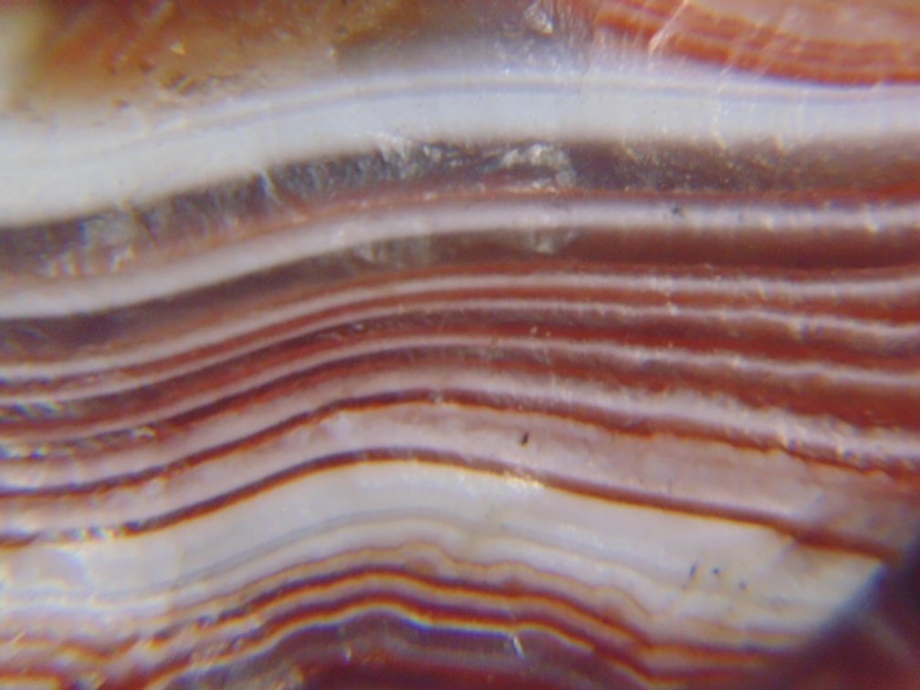 A .5 oz Lake Superior Agate full of red and white banding
