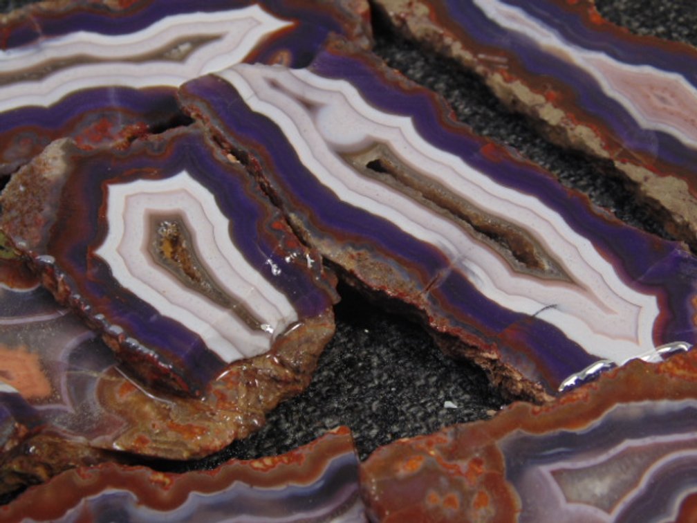 Several Purple Passion Agate slabs, 3.7 ozs