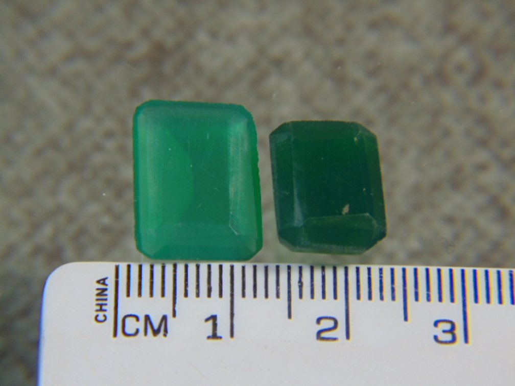 Two faceted Emeralds, 2.4 grams