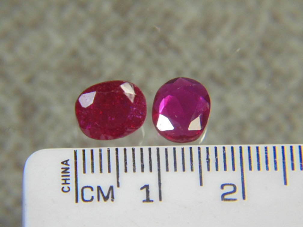 Two faceted Rubies, 1.1 grams