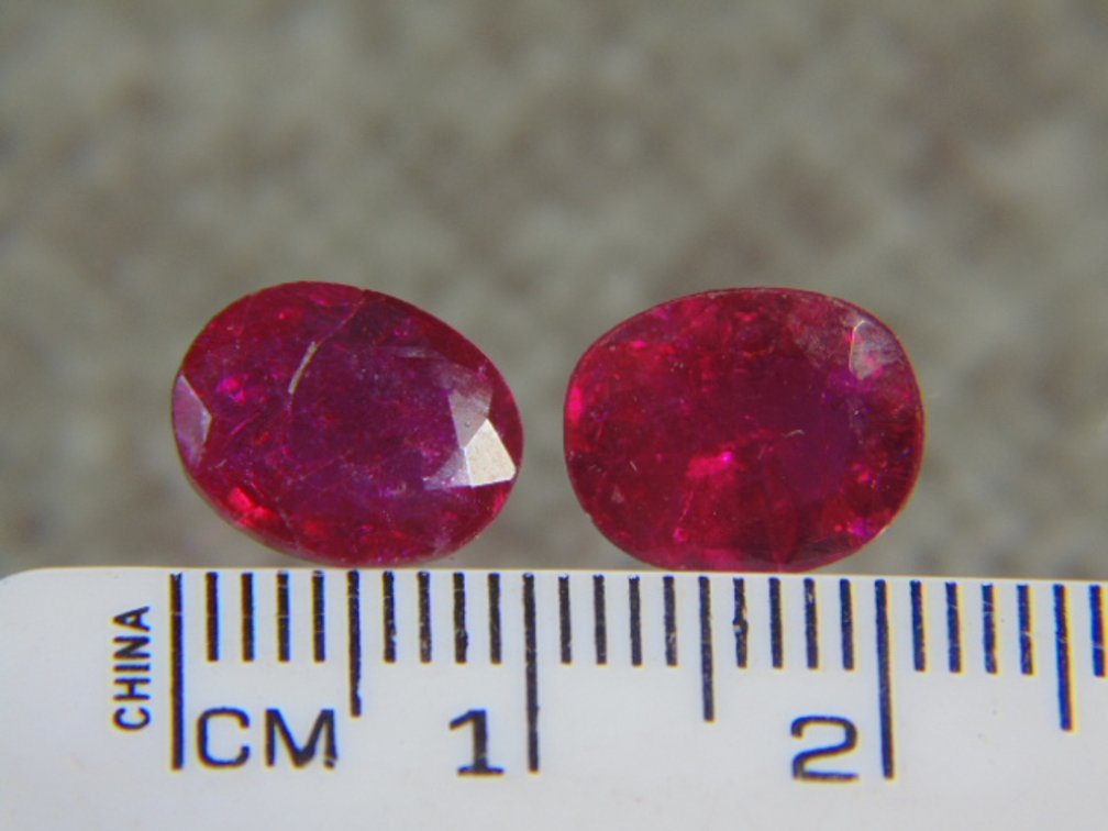 Two faceted Rubies, 1.4 grams