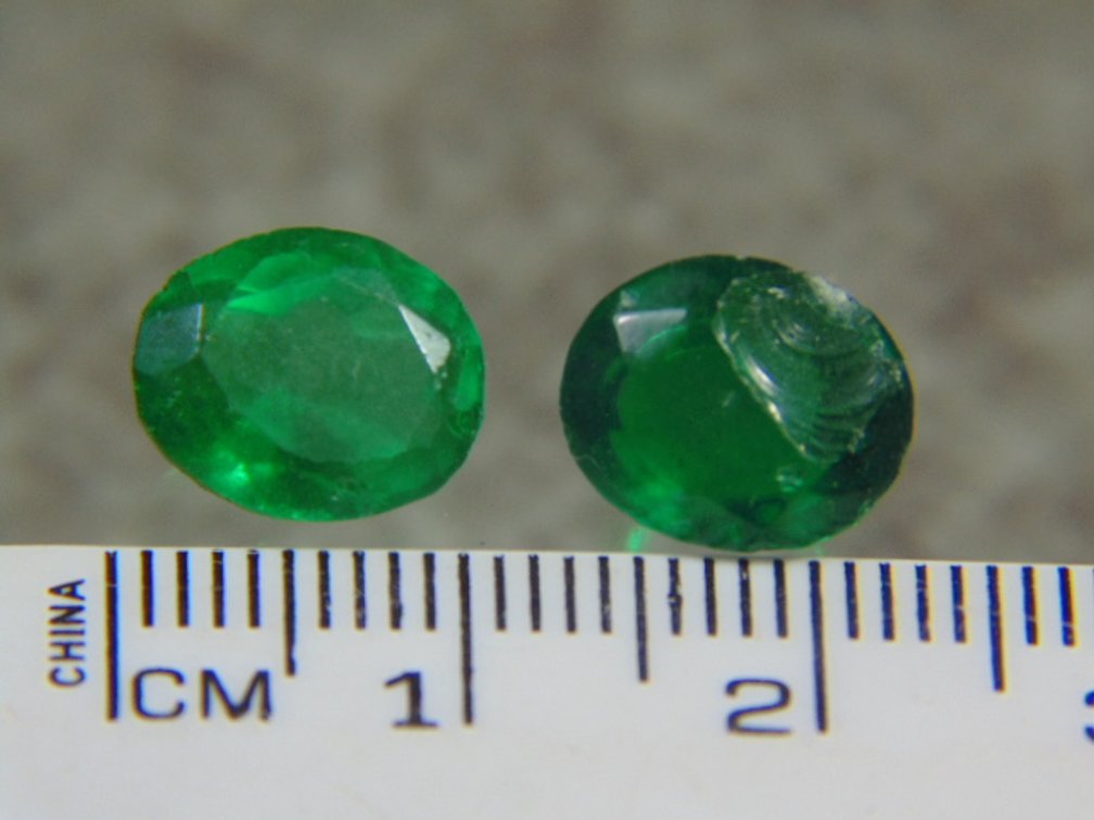 Two faceted Emeralds, 2.5 grams