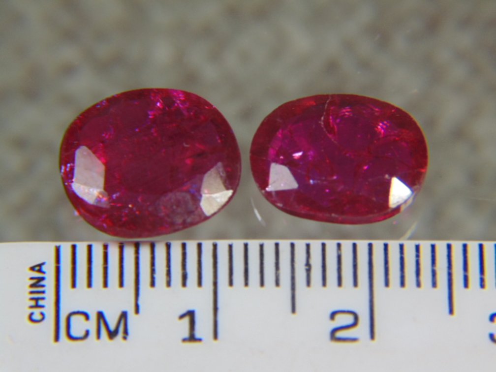 Two faceted Rubies, 1.9 grams
