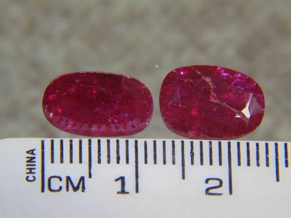 Two faceted Rubies, 1.6 grams