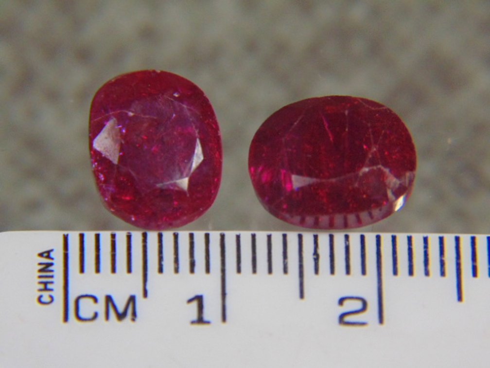 Two faceted Rubies, 2.1 grams