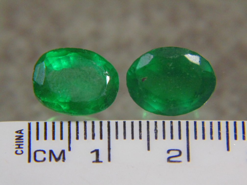 Two faceted Emeralds, 2.8 grams