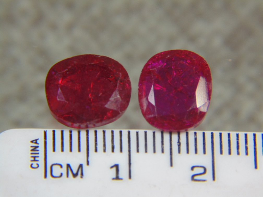 Two faceted Rubies, 2 grams