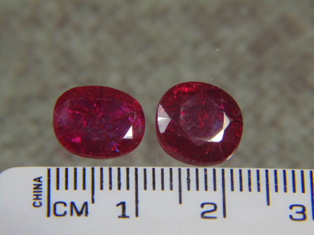 Two faceted Rubies, 2 grams
