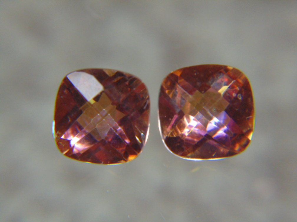 A pair of 7 x 7 mm Mystic Topaz, 3.4 cts