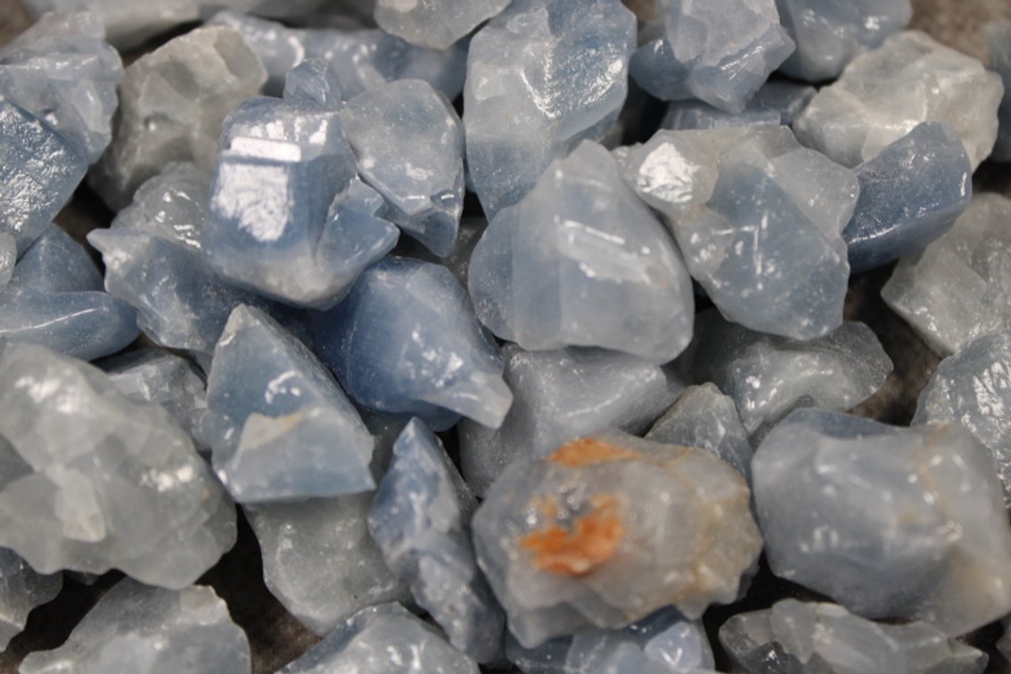 Several pieces of rough Blue Calcite, 14.8 ozs