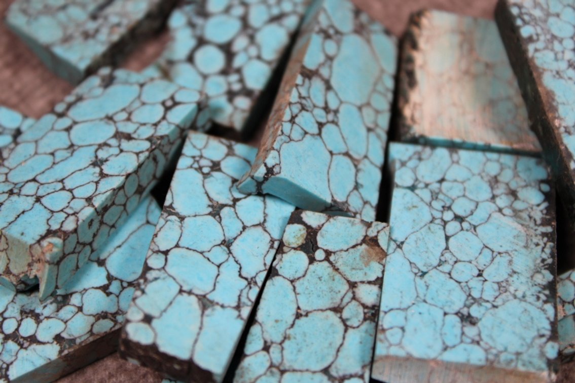 Several reconstituted Turquoise slabs, 3.3 ozs